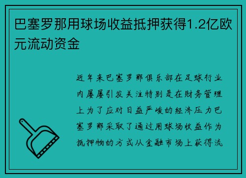 巴塞罗那用球场收益抵押获得1.2亿欧元流动资金 巴塞罗那用球场收益抵押获得1.2亿欧元流动资金